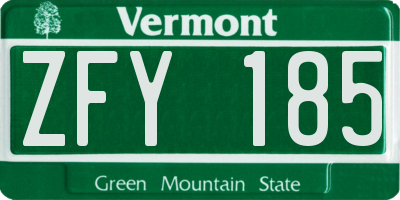 VT license plate ZFY185