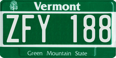 VT license plate ZFY188