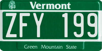 VT license plate ZFY199