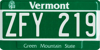 VT license plate ZFY219