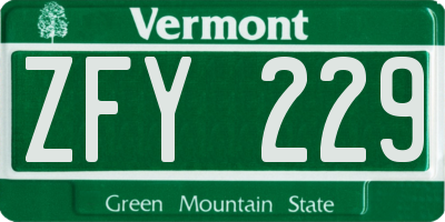 VT license plate ZFY229