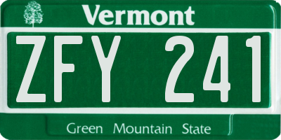 VT license plate ZFY241