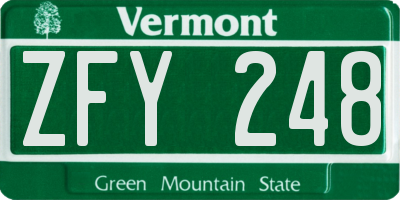 VT license plate ZFY248