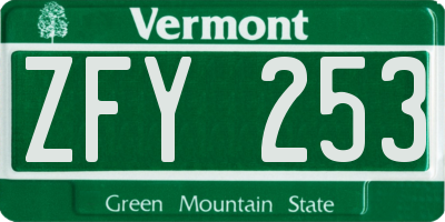 VT license plate ZFY253