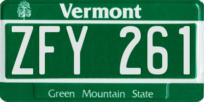 VT license plate ZFY261