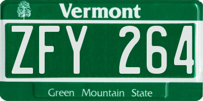 VT license plate ZFY264