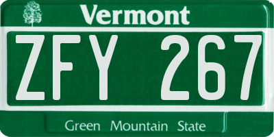 VT license plate ZFY267