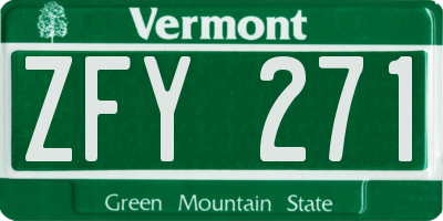 VT license plate ZFY271