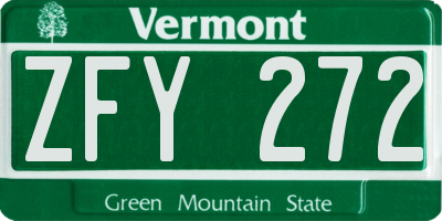 VT license plate ZFY272