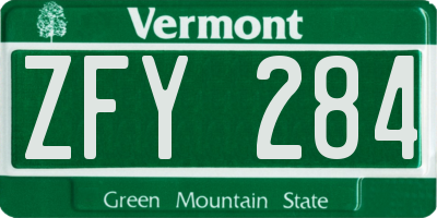 VT license plate ZFY284