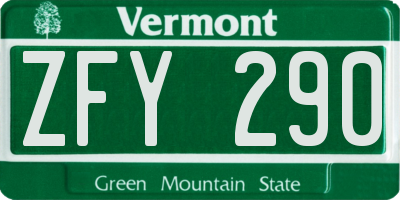 VT license plate ZFY290