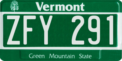 VT license plate ZFY291