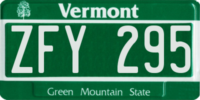 VT license plate ZFY295