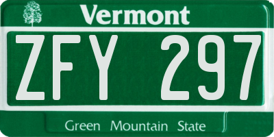VT license plate ZFY297