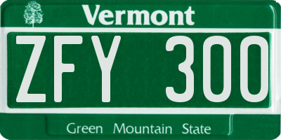 VT license plate ZFY300