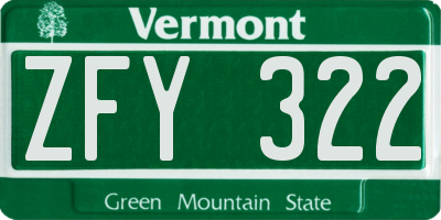 VT license plate ZFY322