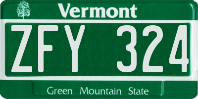 VT license plate ZFY324