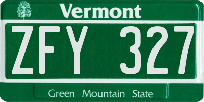 VT license plate ZFY327