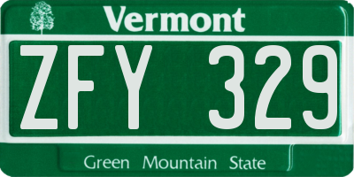 VT license plate ZFY329