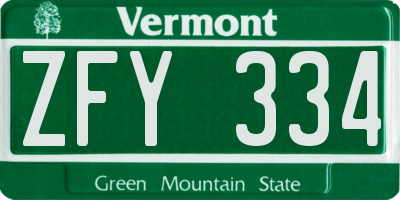 VT license plate ZFY334