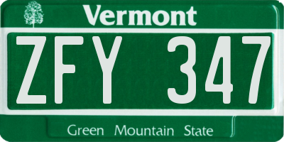 VT license plate ZFY347