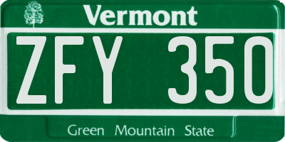 VT license plate ZFY350