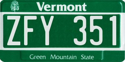 VT license plate ZFY351