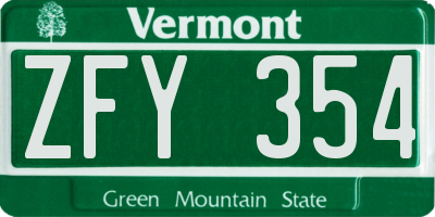 VT license plate ZFY354