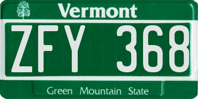 VT license plate ZFY368