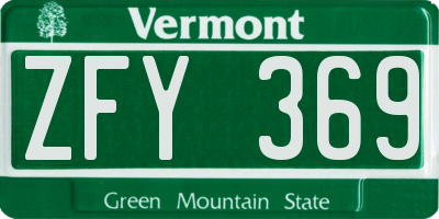 VT license plate ZFY369