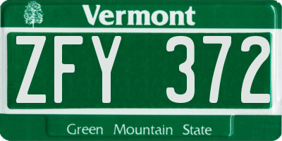 VT license plate ZFY372