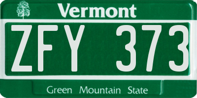 VT license plate ZFY373