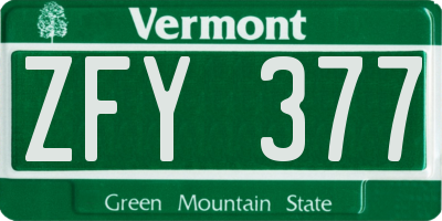 VT license plate ZFY377