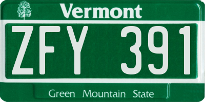VT license plate ZFY391