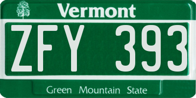 VT license plate ZFY393