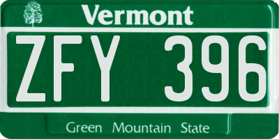 VT license plate ZFY396