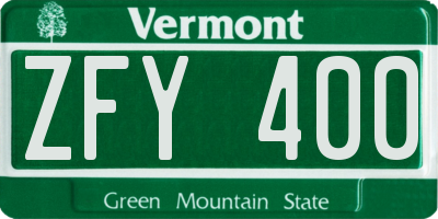 VT license plate ZFY400