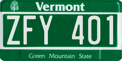 VT license plate ZFY401