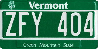 VT license plate ZFY404