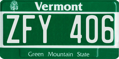 VT license plate ZFY406