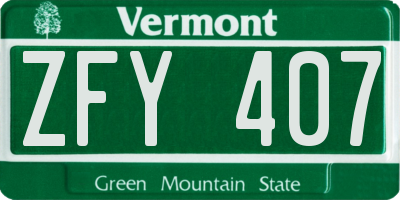 VT license plate ZFY407
