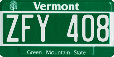 VT license plate ZFY408