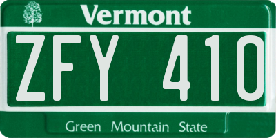 VT license plate ZFY410