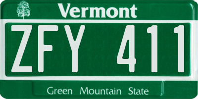 VT license plate ZFY411