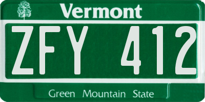 VT license plate ZFY412