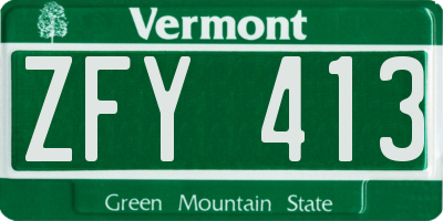 VT license plate ZFY413