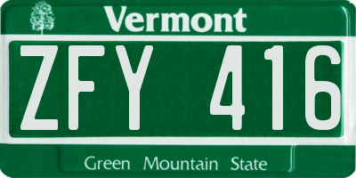 VT license plate ZFY416