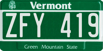 VT license plate ZFY419