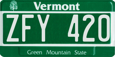 VT license plate ZFY420