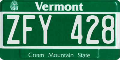 VT license plate ZFY428